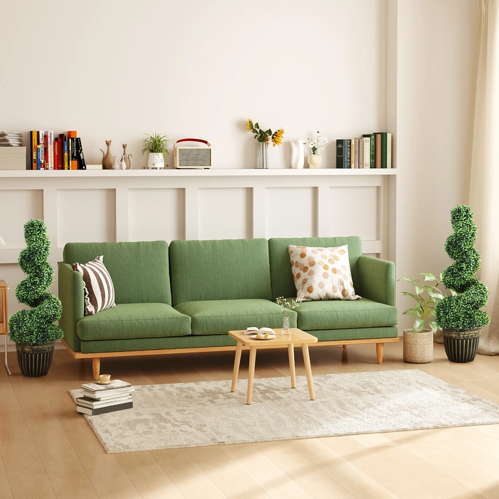 Aosom Dirbtinių buksmedžių topiarijų rinkinys, 2 vnt., su vazonu, 90 cm, žalias