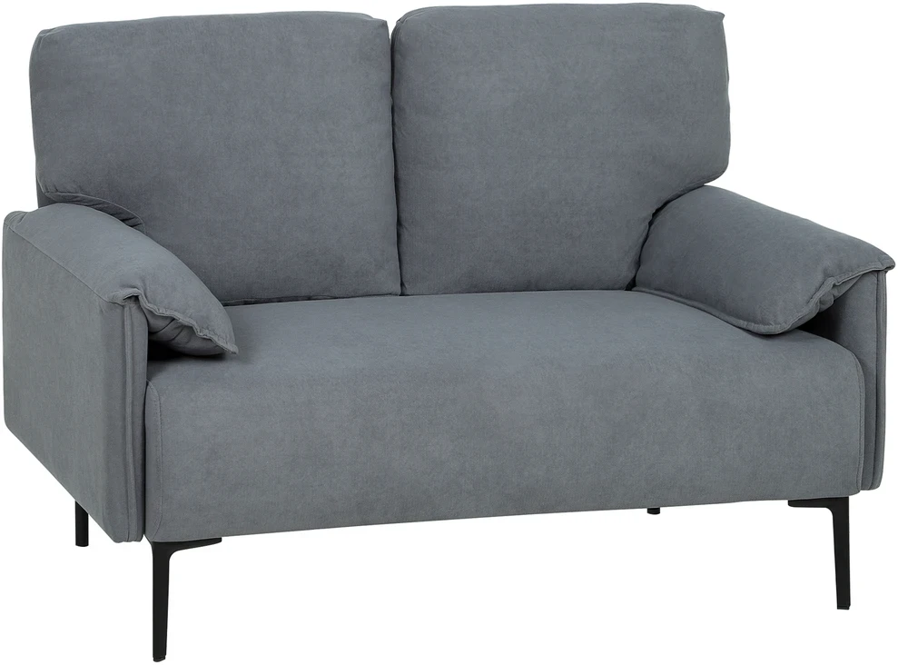 Aosom Dvivietė sofa, pilka, aksomo imitacijos audinys, 127 x 72 x 84 cm