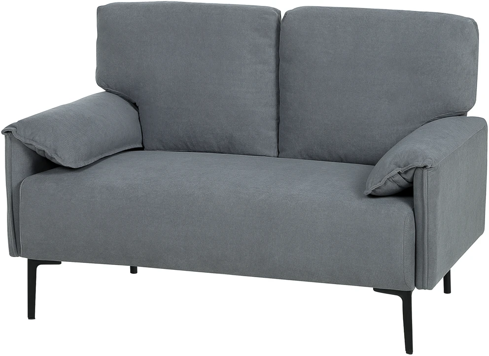 Aosom Dvivietė sofa, pilka, aksomo imitacijos audinys, 127 x 72 x 84 cm