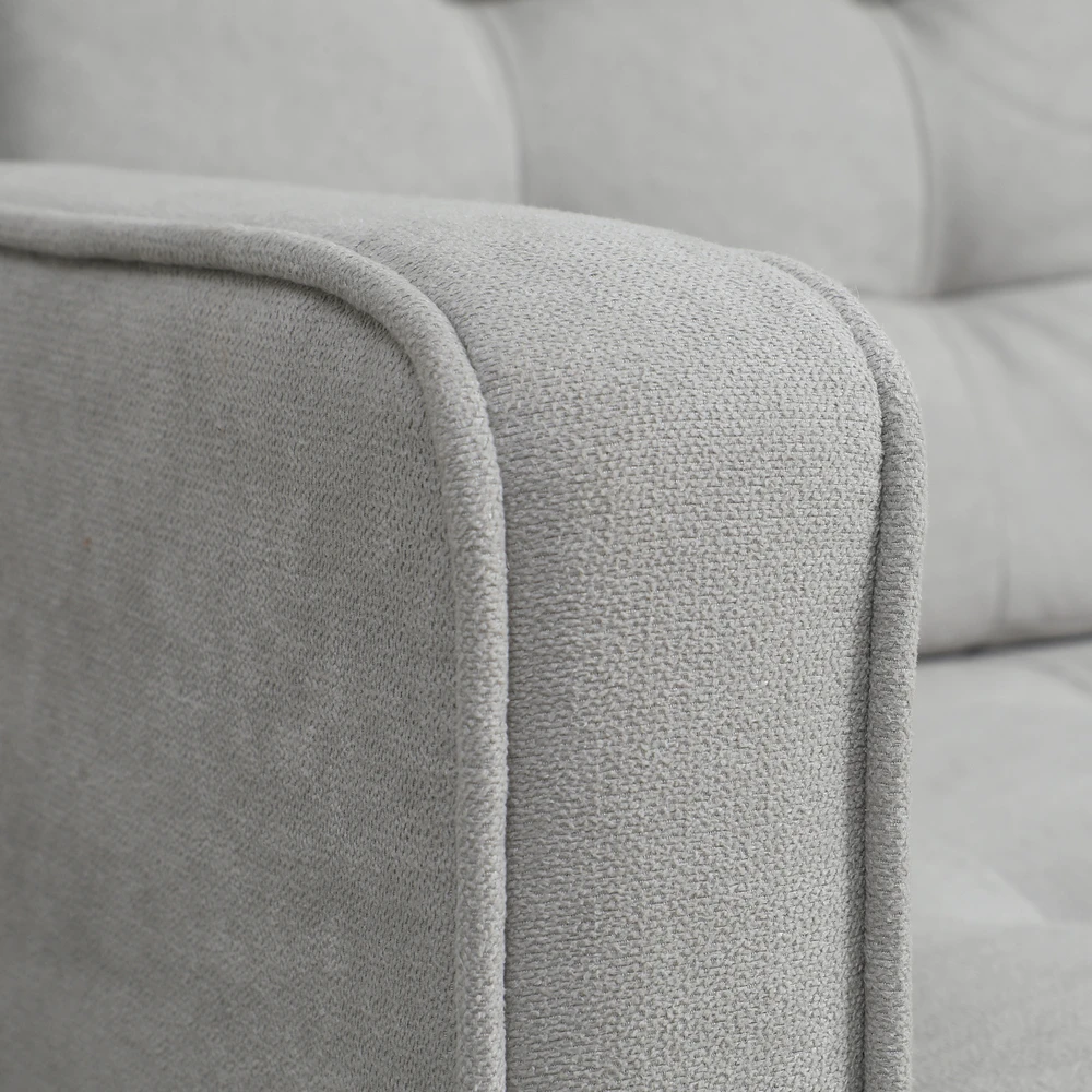 Aosom Dvivietė sofa su daiktadėže, šviesiai pilka, aksomo imitacija, 117 x 62 x 78 cm