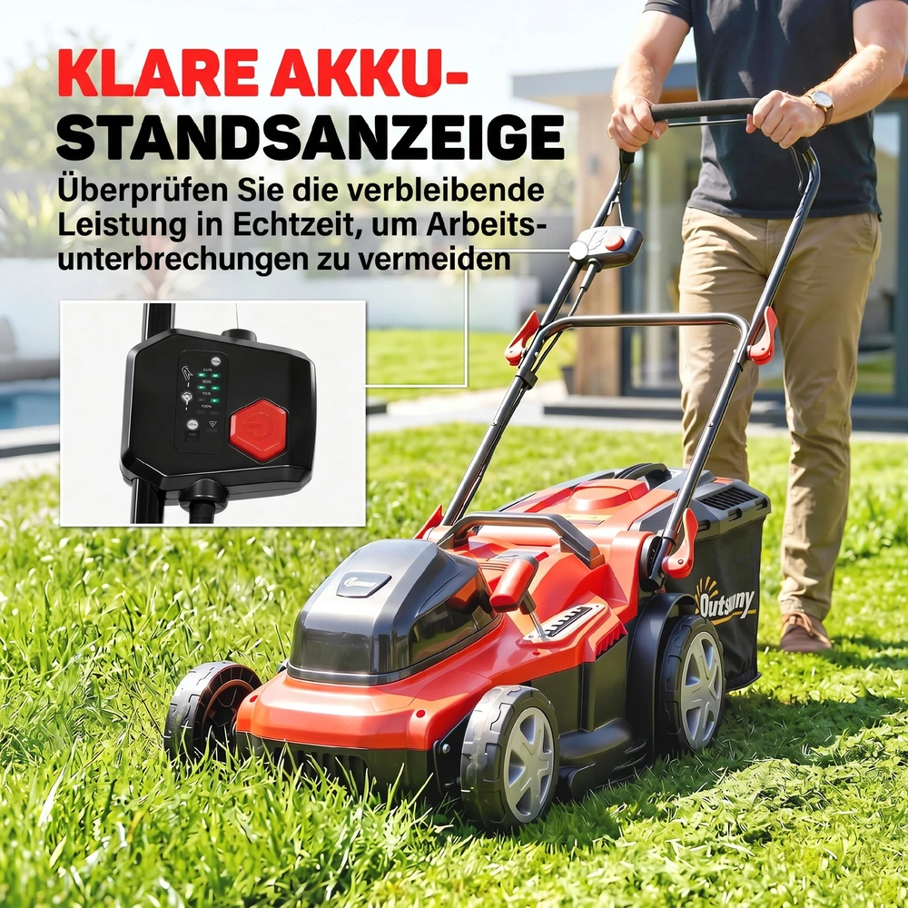 Aosom Elektrinė vejapjovė, 800 W, 40 cm, 45 l, raudona/juoda
