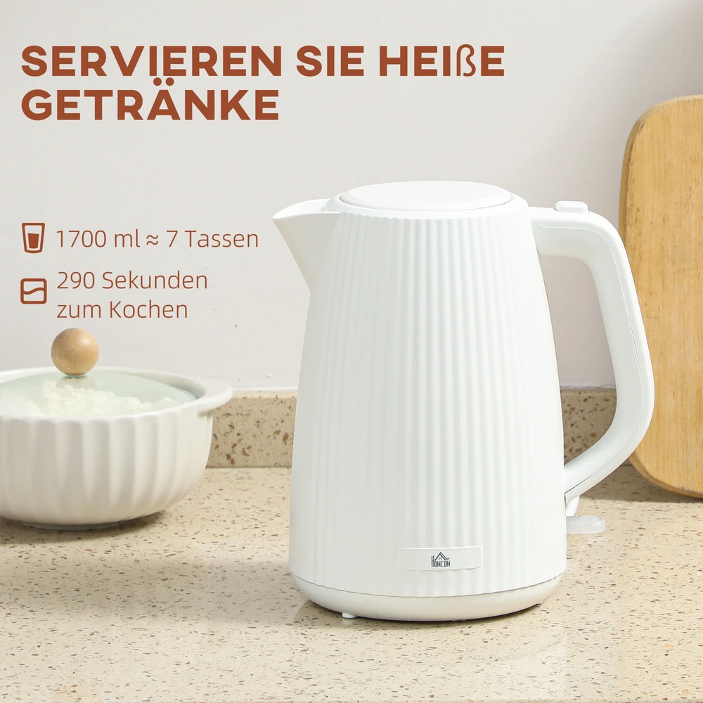 Aosom Elektrinis virdulys, 1,7 l, 2200 W, su išimamu kalkių filtru, kreminės baltos spalvos