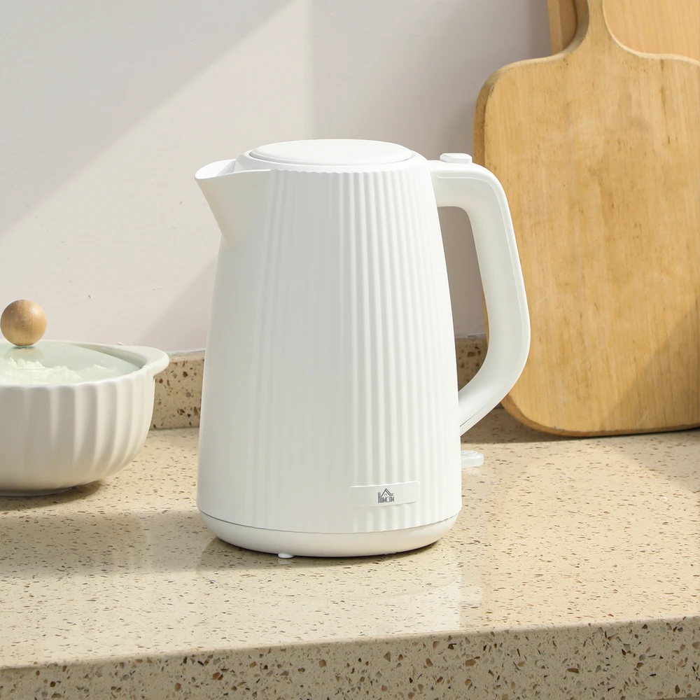 Aosom Elektrinis virdulys, 1,7 l, 2200 W, su išimamu kalkių filtru, kreminės baltos spalvos