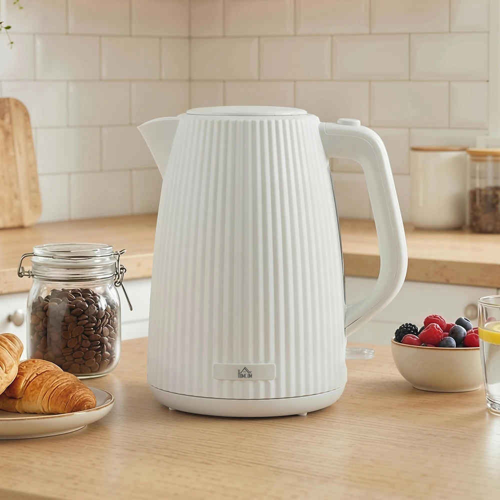 Aosom Elektrinis virdulys, 1,7 l, 2200 W, su išimamu kalkių filtru, kreminės baltos spalvos