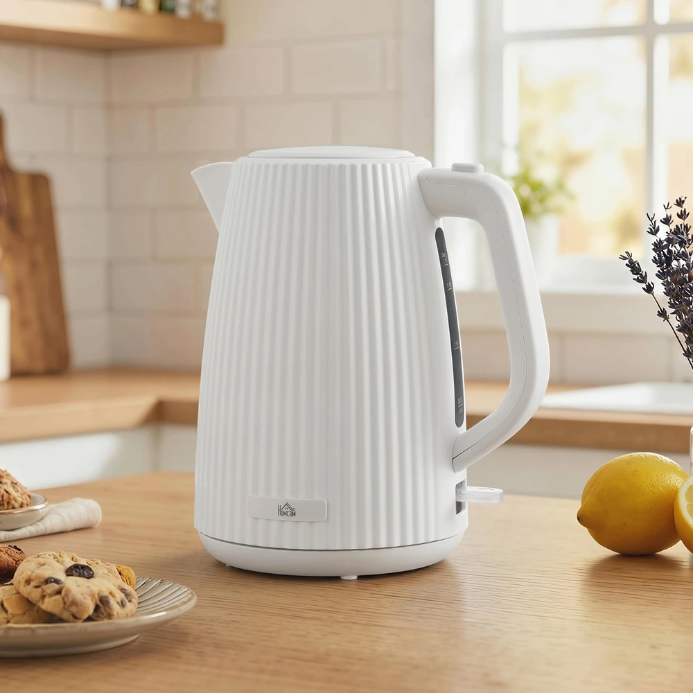Aosom Elektrinis virdulys, 1,7 l, 2200 W, su išimamu kalkių filtru, kreminės baltos spalvos