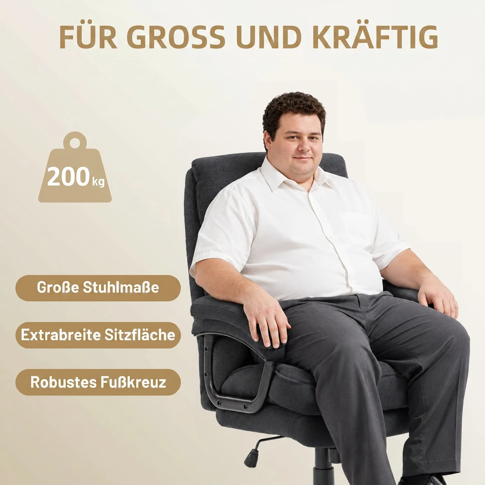 Aosom Ergonominė biuro kėdė, juoda, poliesteris, iki 200 kg, 68,5 x 79 x 117-125 cm