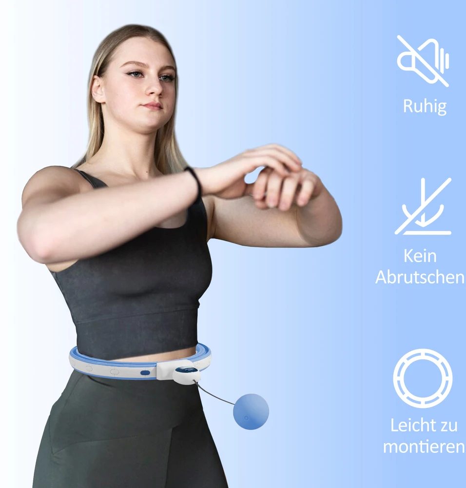 Aosom Išmanusis hula hoop lankas su svorio kamuoliu ir skaitikliu, 16 dalių, šviesiai mėlynas, 76-113 cm