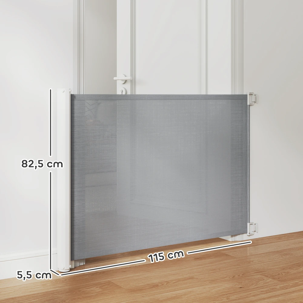 Aosom Ištraukiami apsauginiai varteliai, metalas ir plastikas, pilka, 5,5–115 x 5,5 x 82,5 cm