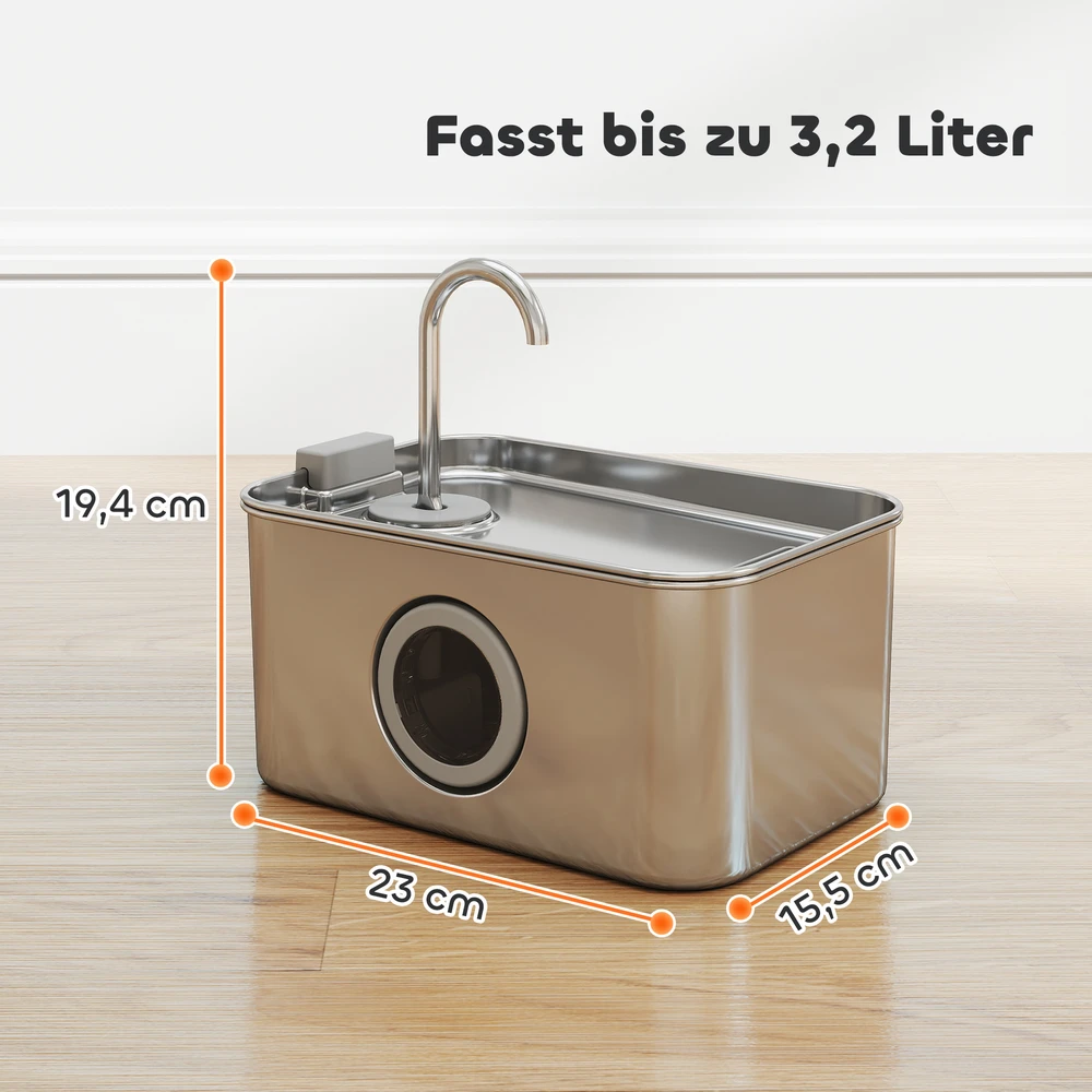 Aosom Kačių girdykla, 3,2 l, nerūdijantis plienas, sidabrinė