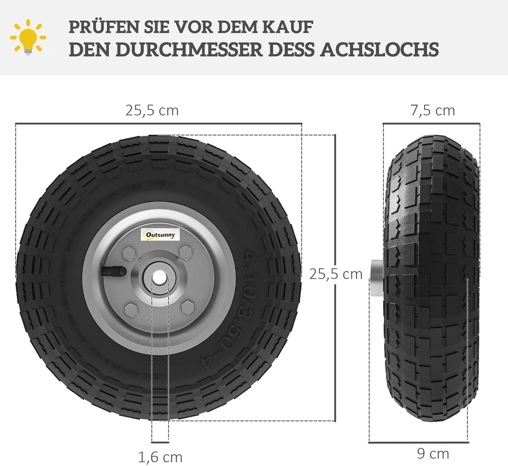 Aosom Karučio ratų komplektas, 4 vnt., juodas, Ø 25,5 cm, guma ir metalas, iki 80 kg