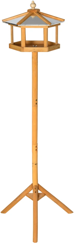 Aosom Lesykla paukščiams su stovu, eglės mediena ir metalas, medžio atspalvio, Ø57,7 x 153 cm
