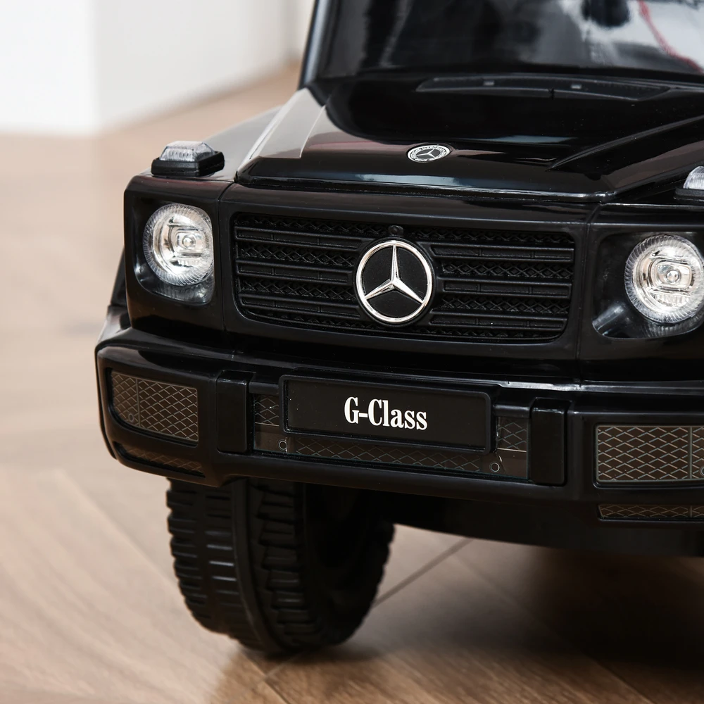 Aosom Mercedes-Benz G350 stumiamas važiuoklės automobilis su vairu, 3 viename, juodas, 85,5 x 40,5 x 95 cm