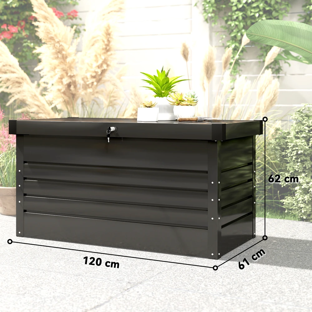 Aosom Metalinė sodo dėžė, 350 l, pilka, 120 x 61 x 62 cm