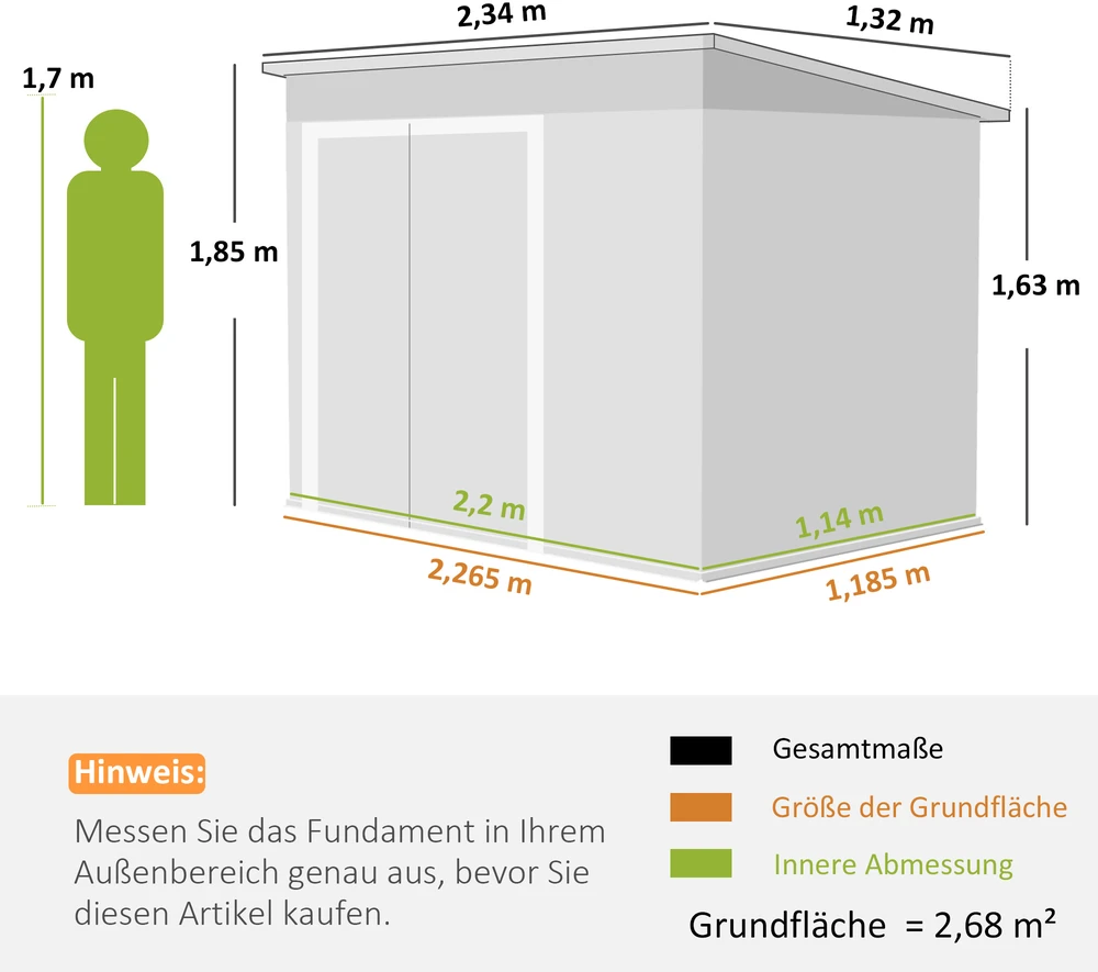Aosom Metalinis sandėliavimo namelis, tamsiai pilkas, 2,68 m², rakinamas, 234 x 132 x 185 cm