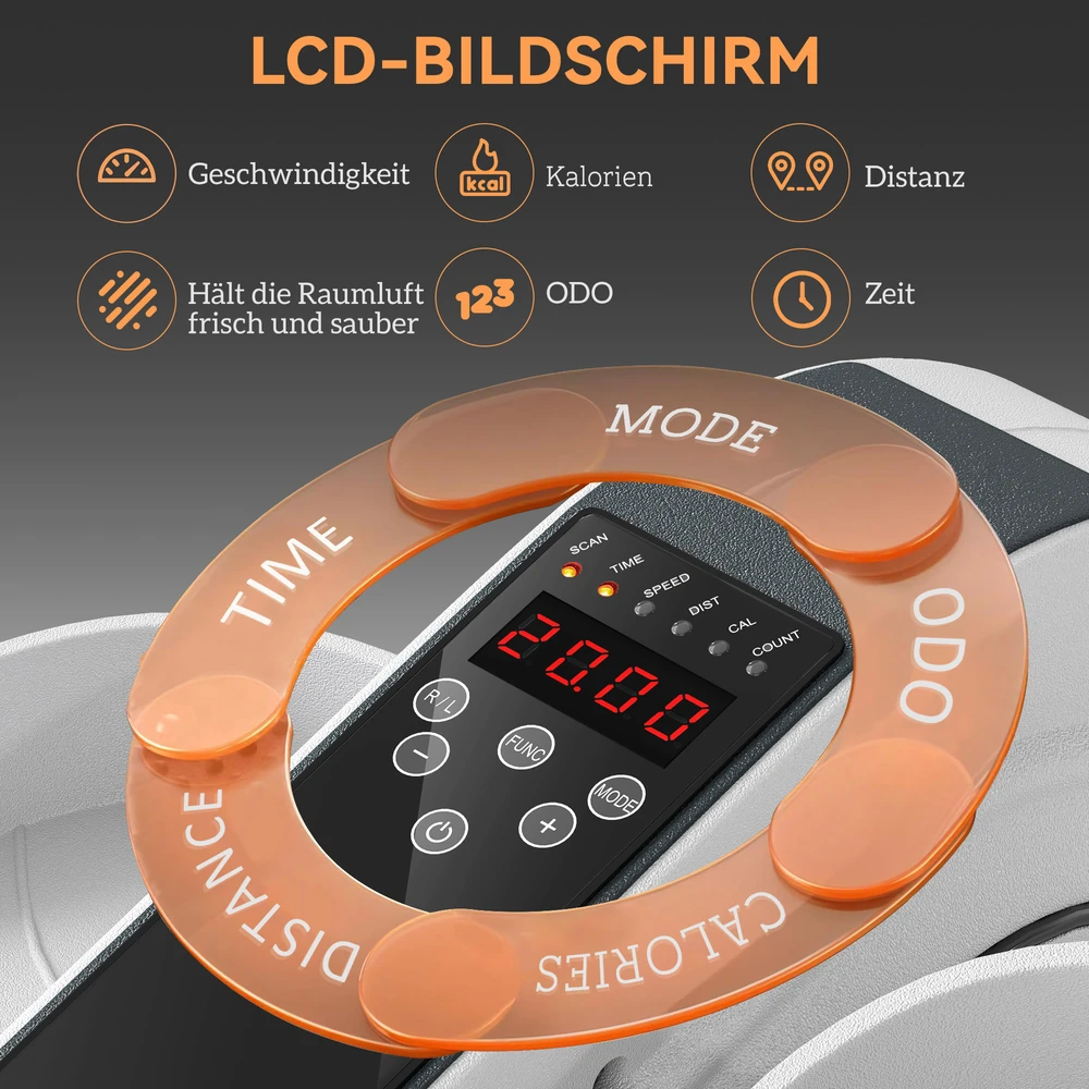 Aosom Mini elipsinis treniruoklis su LCD monitoriumi ir nuotolinio valdymo pultu, baltas, 45 x 42 x 27 cm