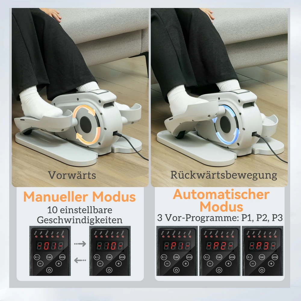 Aosom Mini elipsinis treniruoklis su LCD monitoriumi ir nuotolinio valdymo pultu, baltas, 45 x 42 x 27 cm