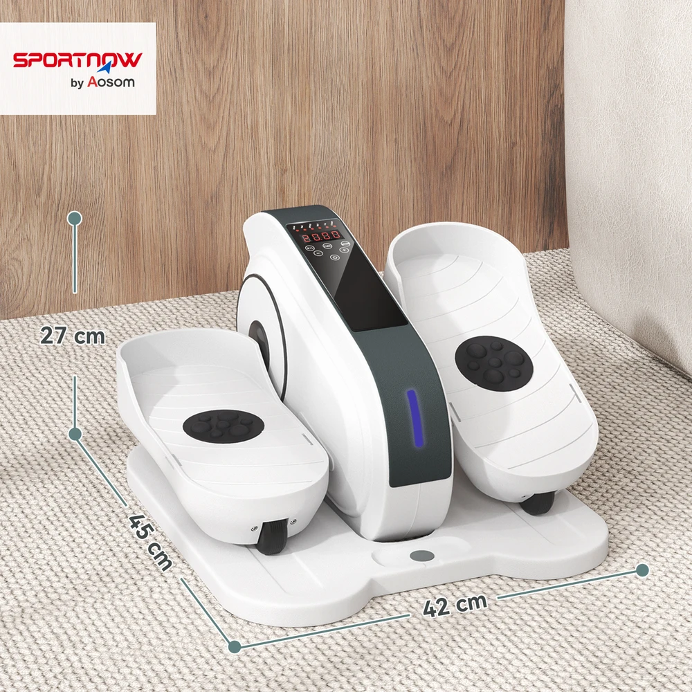Aosom Mini elipsinis treniruoklis su LCD monitoriumi ir nuotolinio valdymo pultu, baltas, 45 x 42 x 27 cm