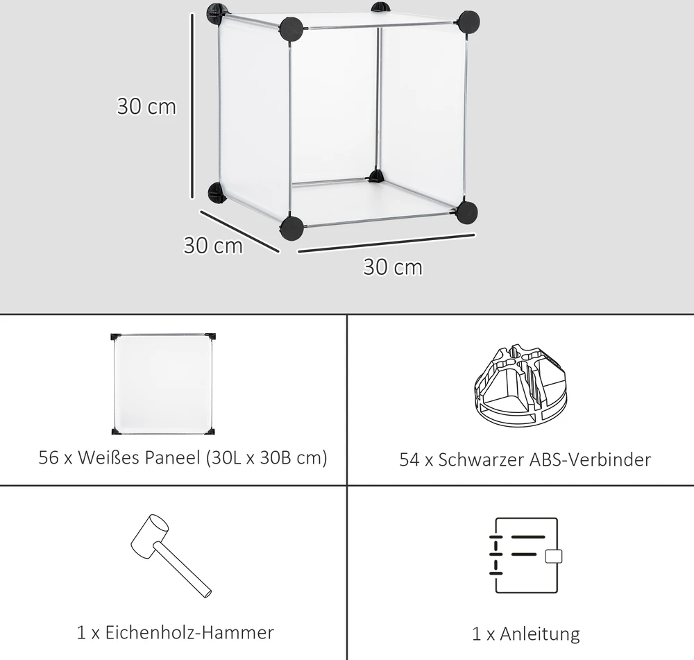 Aosom Modulinė lentynų sistema su 16 atskirų dėžių, surenkama lentyna, „DIY“, juoda + balta