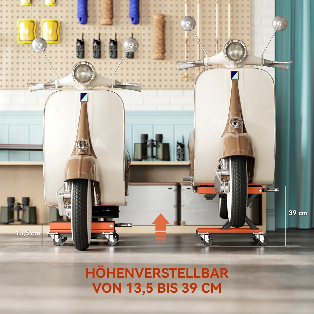 Aosom Motociklo keltuvas 500 kg, reguliuojamas 13,5-39 cm, plienas, oranžinė / juoda