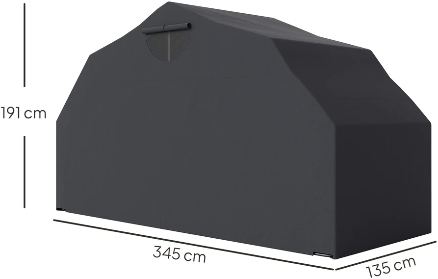 Aosom Motociklo pastogė, 600D Oxford audinys, juoda, 345 x 135 x 191 cm