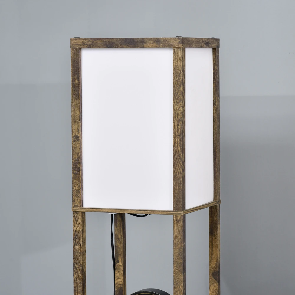 Aosom Pastatoma lempa su lentynomis, ruda/balta, 26 x 26 x 160 cm
