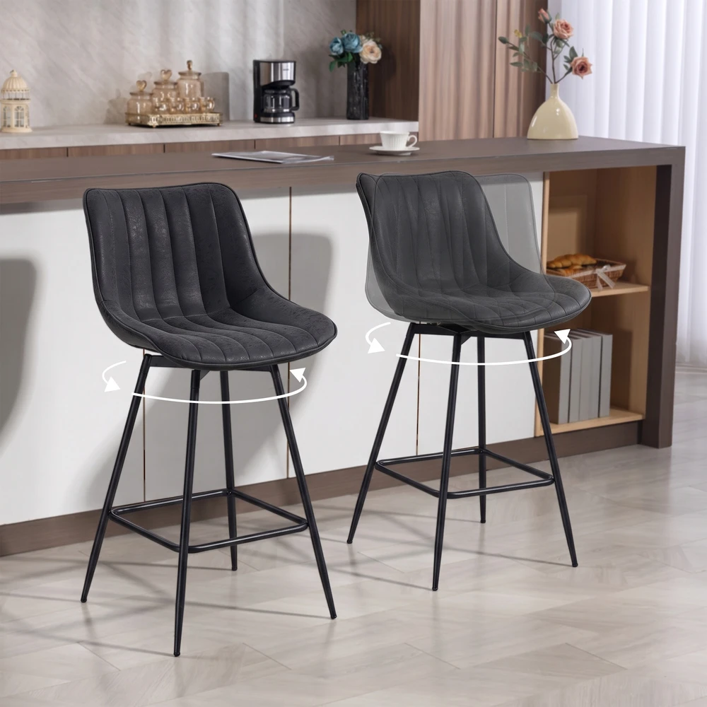 Aosom Pasukamos baro kėdės su atlošais, 2 vnt., sėdynė 68 cm, juodos