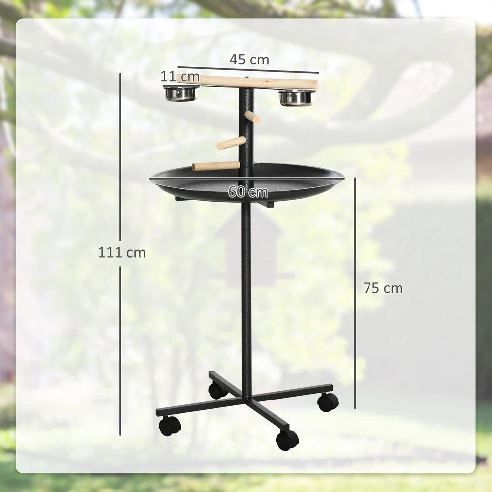 Aosom Paukščių žaidimų stovas su ratukais, pilkas, Ø 60 cm, aukštis 111 cm