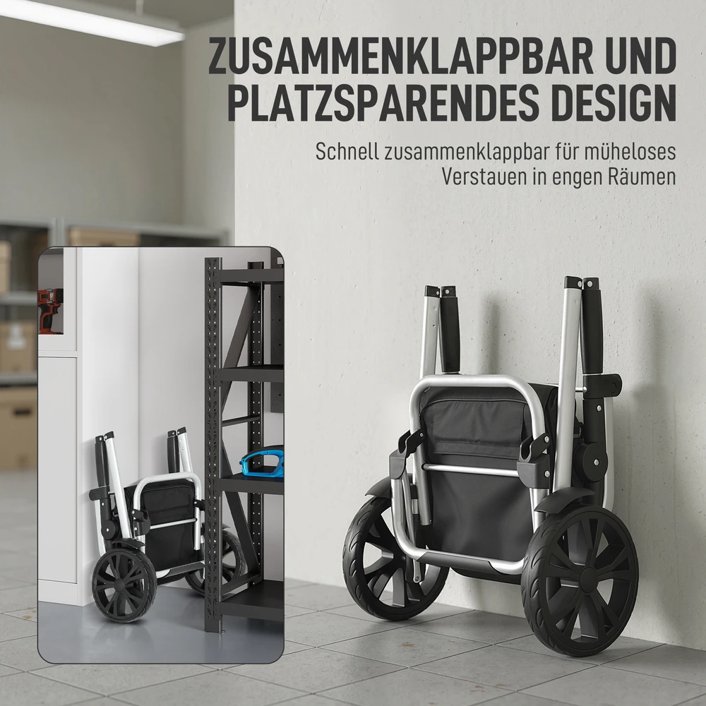 Aosom Pirkinių vežimėlis 3-in-1, sulankstomas, 40 l, juodas, iki 25 kg
