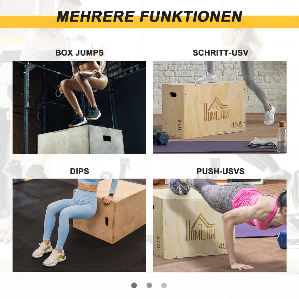 Aosom Plyo box iš medžio, 45 x 40 x 60 cm, natūrali mediena