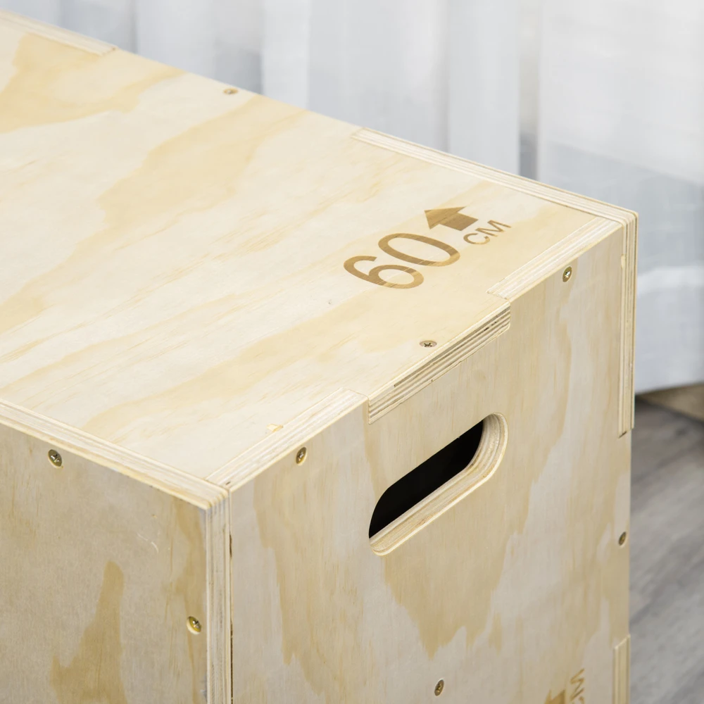 Aosom Plyo box iš medžio, 45 x 40 x 60 cm, natūrali mediena