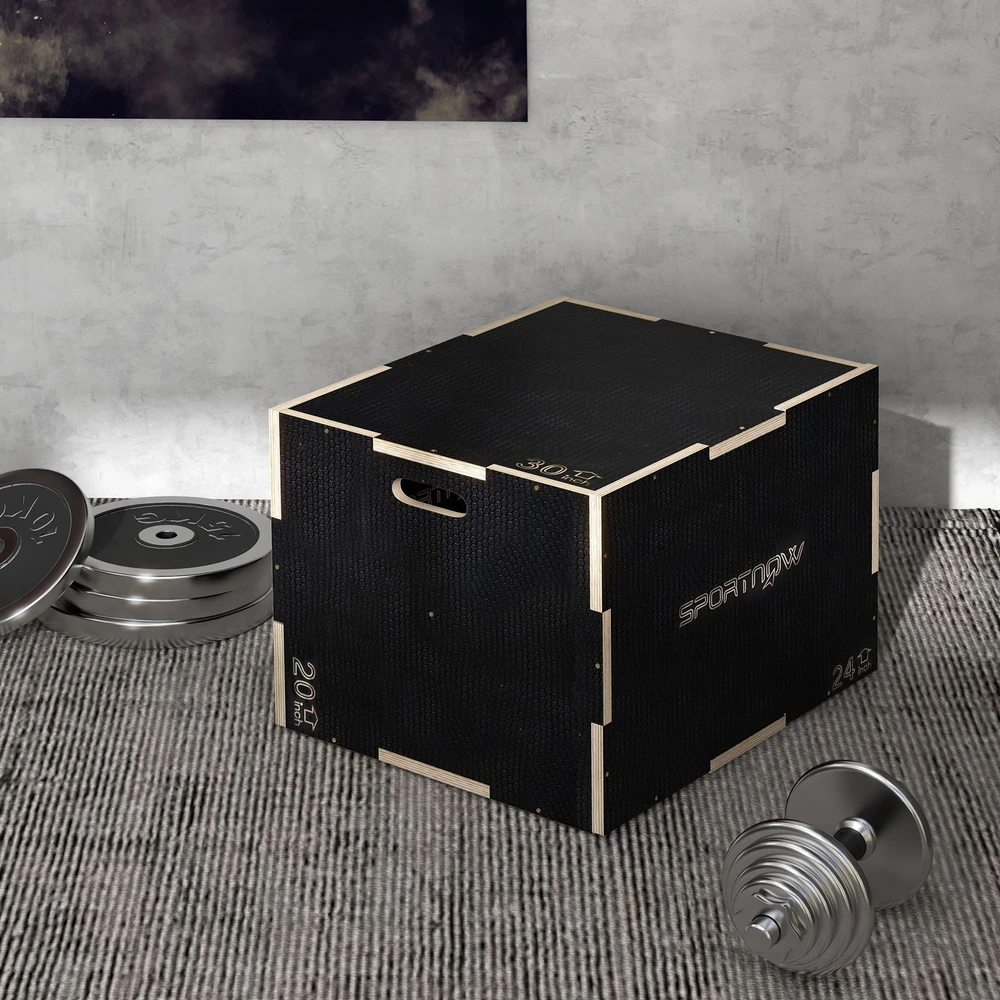 Aosom Plyo dėžė, juoda, 76 x 61 x 51 cm, iki 120 kg