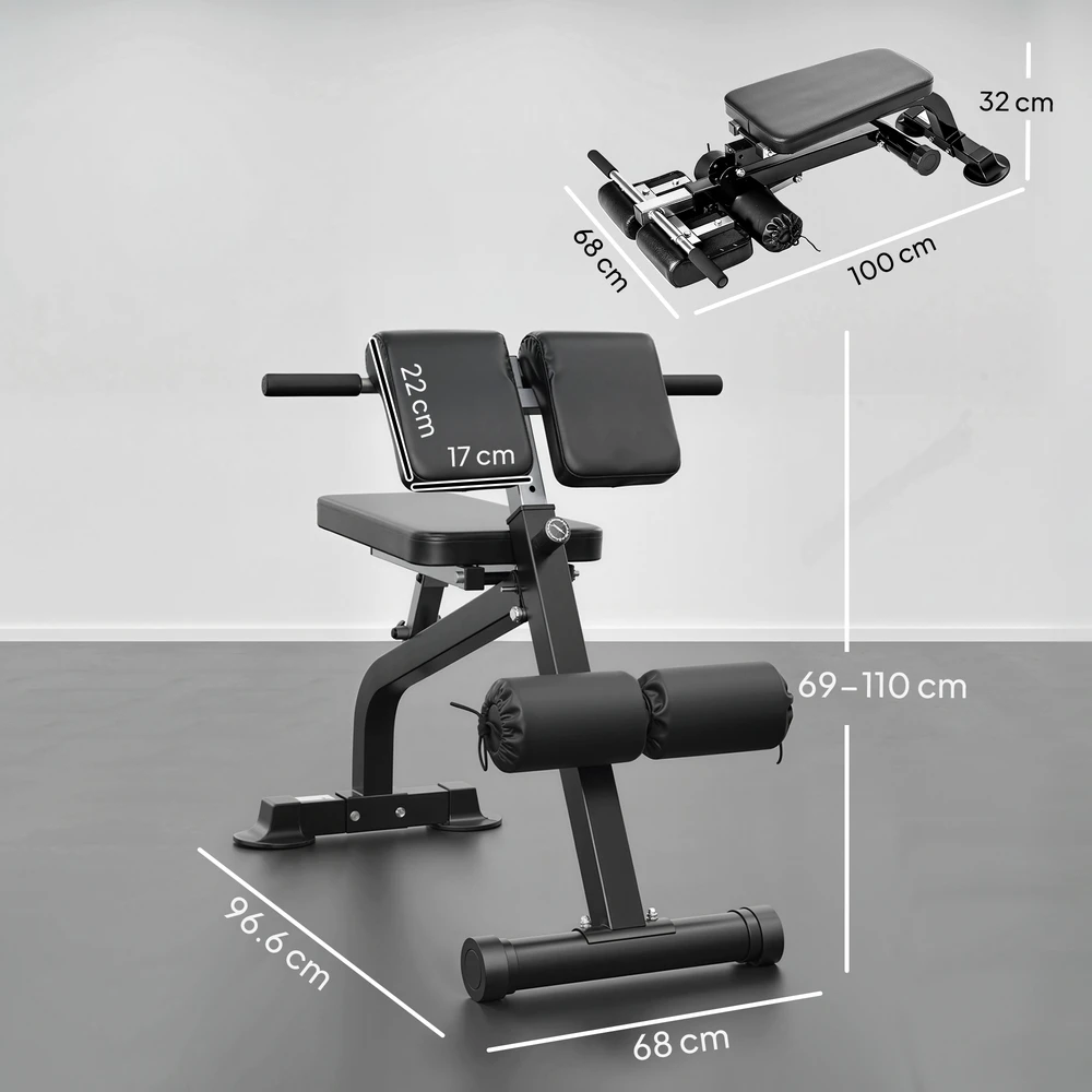 Aosom Reguliuojamas sulankstomas treniruoklis, juodas, plieno rėmas, 150 kg