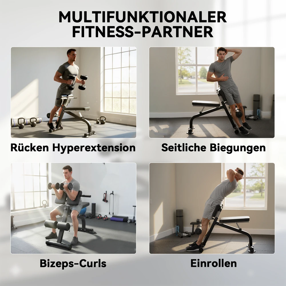 Aosom Reguliuojamas sulankstomas treniruoklis, juodas, plieno rėmas, 150 kg