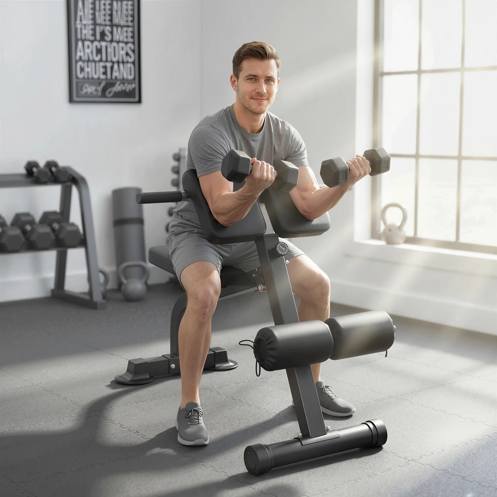 Aosom Reguliuojamas sulankstomas treniruoklis, juodas, plieno rėmas, 150 kg
