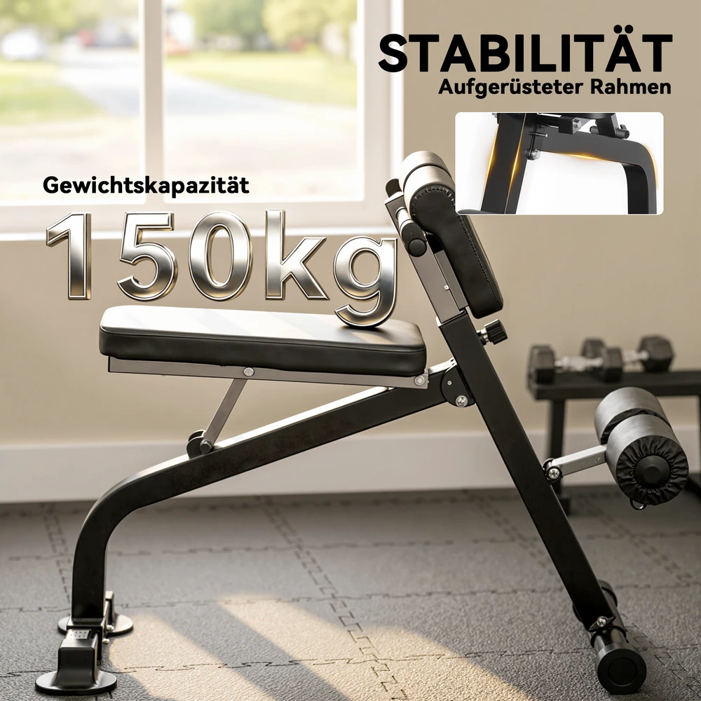 Aosom Reguliuojamas sulankstomas treniruoklis, juodas, plieno rėmas, 150 kg
