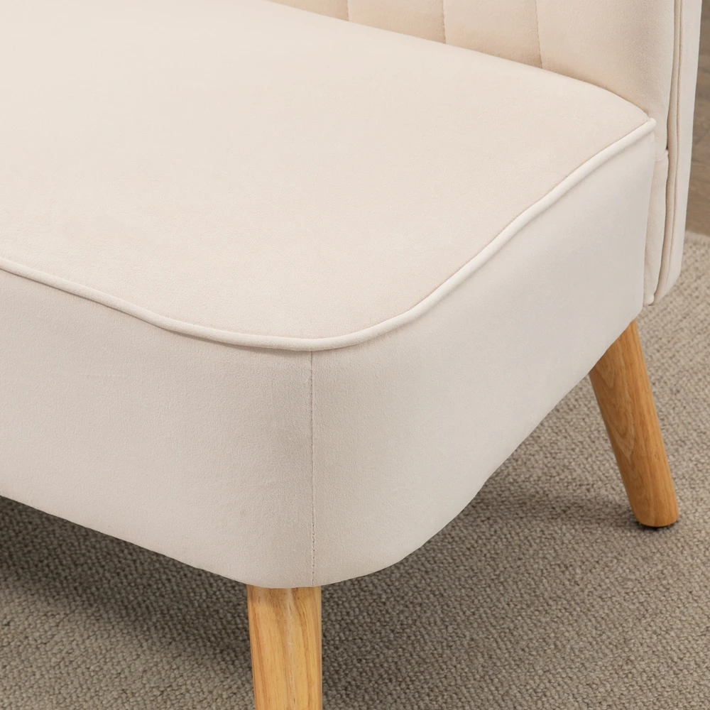 Aosom Retro dizaino 2 vietų sofa, kreminė balta, 117 x 56,5 x 77 cm