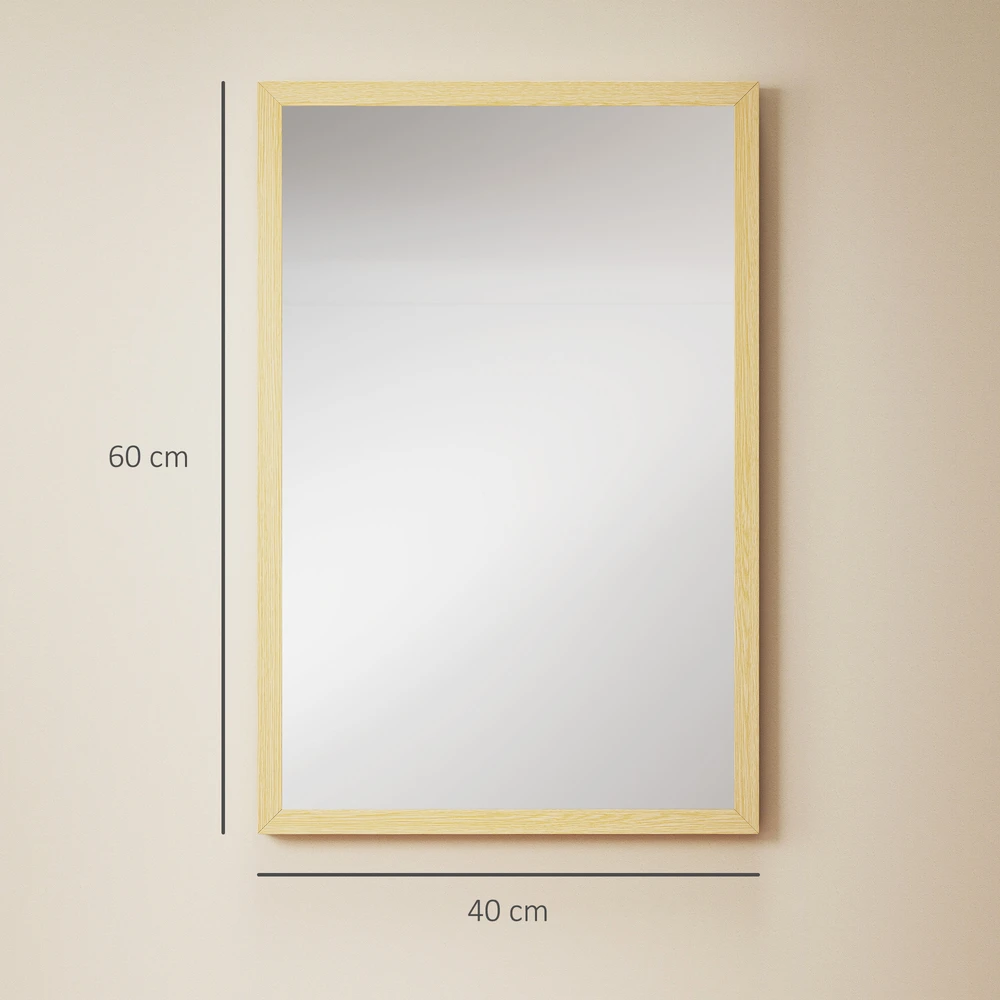Aosom Sieninis veidrodis, 40 x 60 cm, natūralios spalvos, MDF rėmas