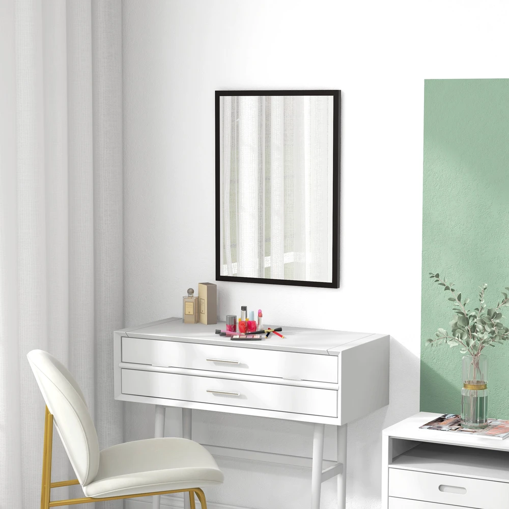 Aosom Sieninis veidrodis, juodas, MDF ir stiklas, 50 x 70 cm
