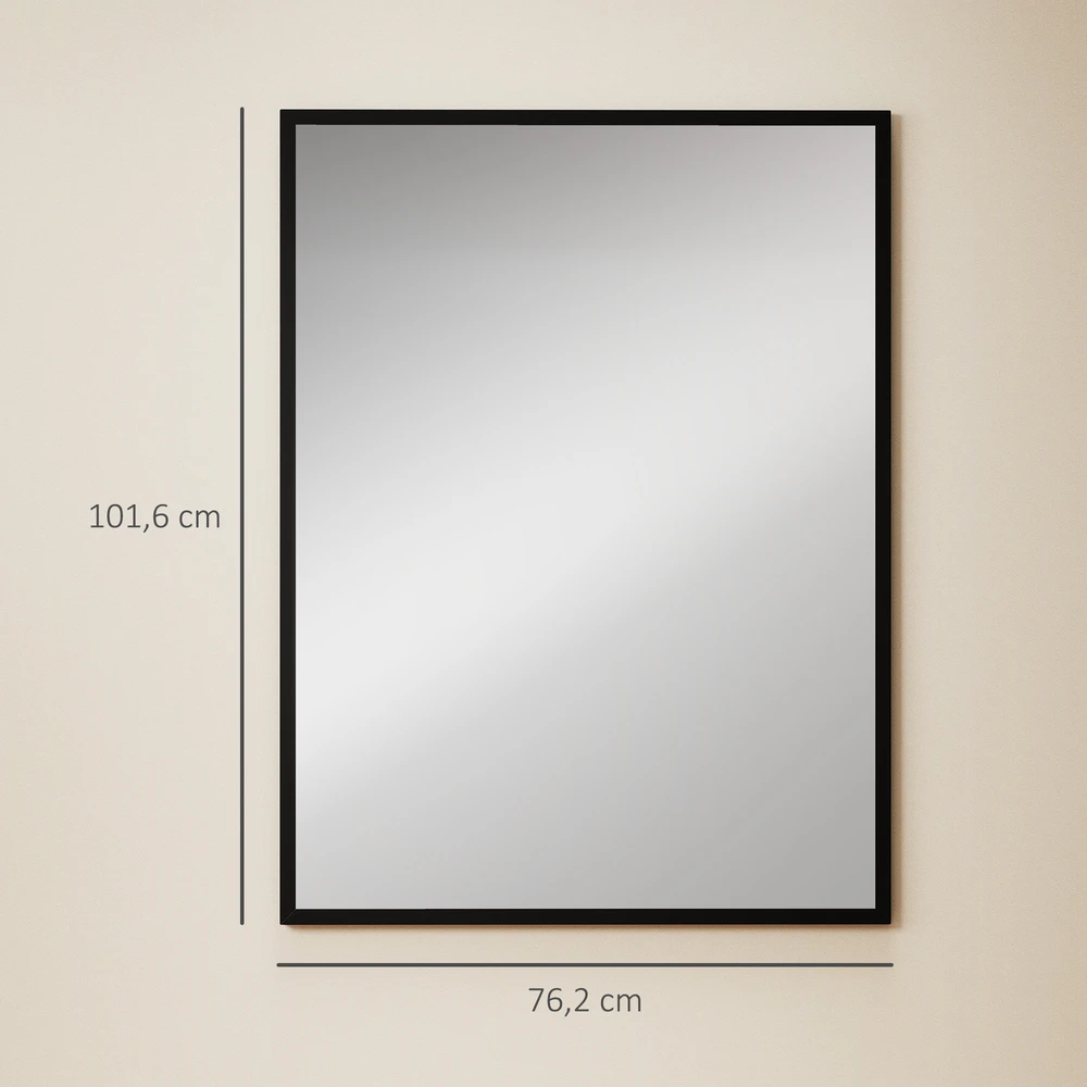 Aosom Sieninis veidrodis, juodas, MDF rėmas, 76,2 x 101,6 cm