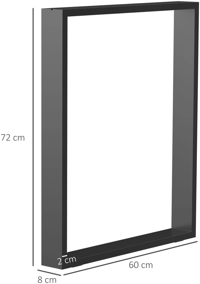 Aosom Stalo kojų komplektas, 2 vnt., plienas, juodas, 60 x 8 x 72 cm