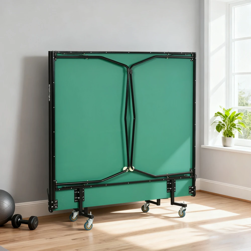 Aosom Stalo teniso stalas su rinkiniu, sulankstomas, 8 ratukai, žalias, 274 x 152,5 x 76 cm