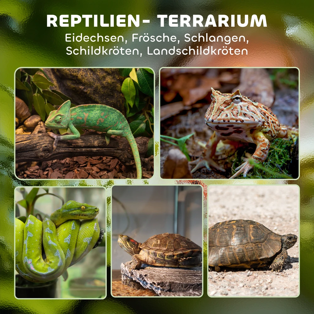 Aosom Stiklinis terariumas ropliams, juodas, 50 x 30 x 25 cm
