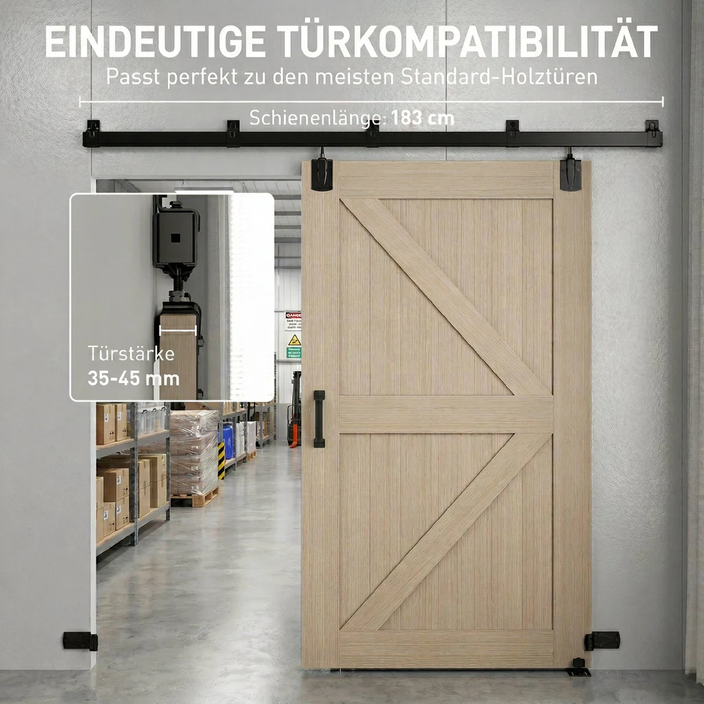 Aosom Stumdomų durų furnitūros komplektas, 244 cm, juodas