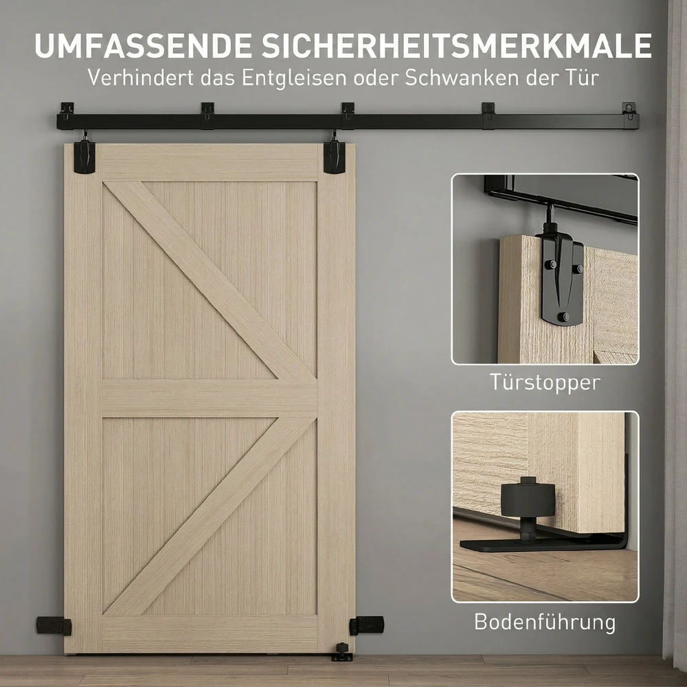 Aosom Stumdomų durų furnitūros komplektas, 244 cm, juodas