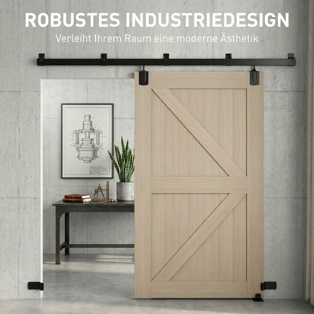 Aosom Stumdomų durų furnitūros komplektas, 244 cm, juodas