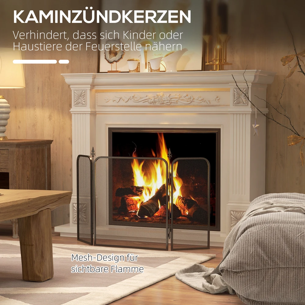 Aosom Sulankstoma kibirkščių apsauga židiniui, metalas, juoda, 96 x 1,3 x 56 cm
