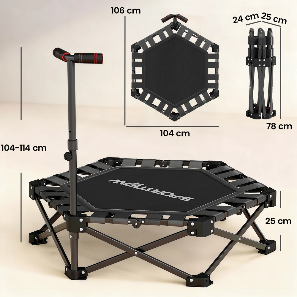 Aosom Sulankstomas fitneso batutas su reguliuojama T formos rankena, juodas, 104 x 104 x 104/109/114 cm, iki 180 kg