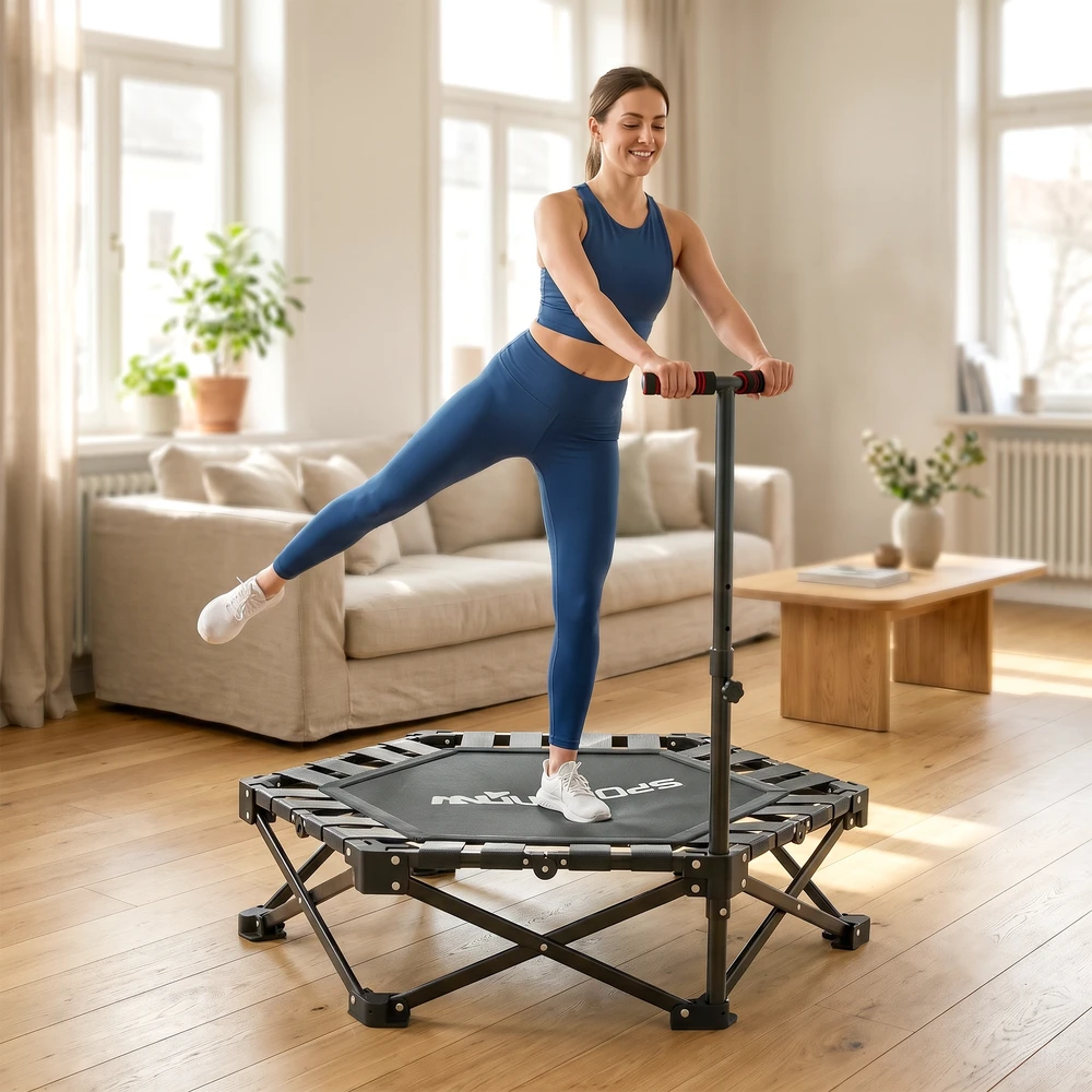 Aosom Sulankstomas fitneso batutas su reguliuojama T formos rankena, juodas, 104 x 104 x 104/109/114 cm, iki 180 kg