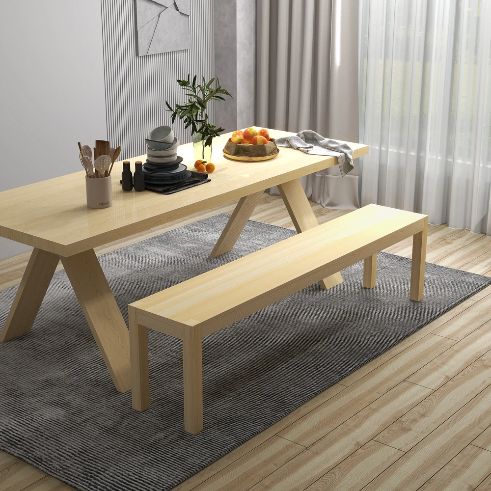 Aosom Suoliukas 3 asmenims, 330 kg, pušies mediena, natūralios medienos, 175 x 33 x 45 cm