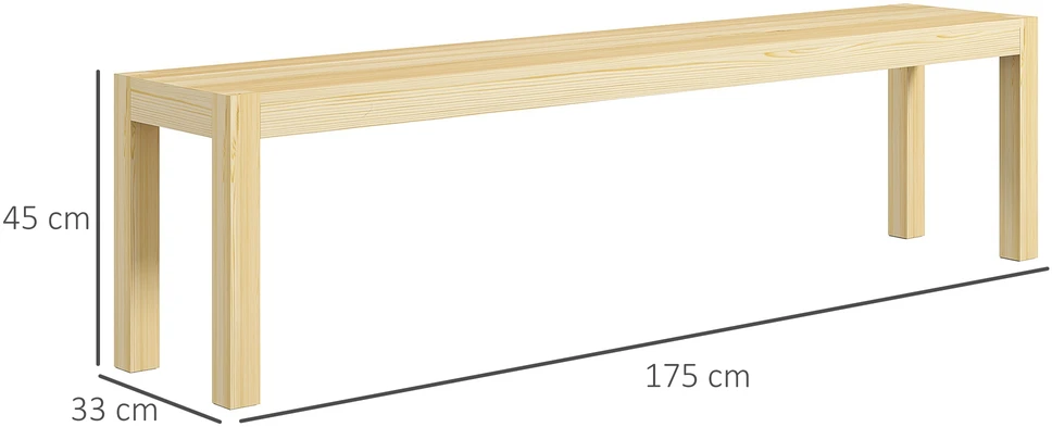Aosom Suoliukas 3 asmenims, 330 kg, pušies mediena, natūralios medienos, 175 x 33 x 45 cm
